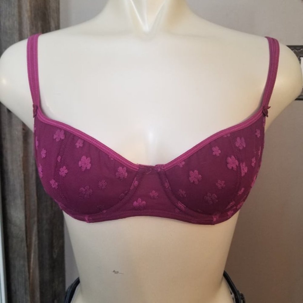 Purple Flower La Senza Push Up Bra With Underwire